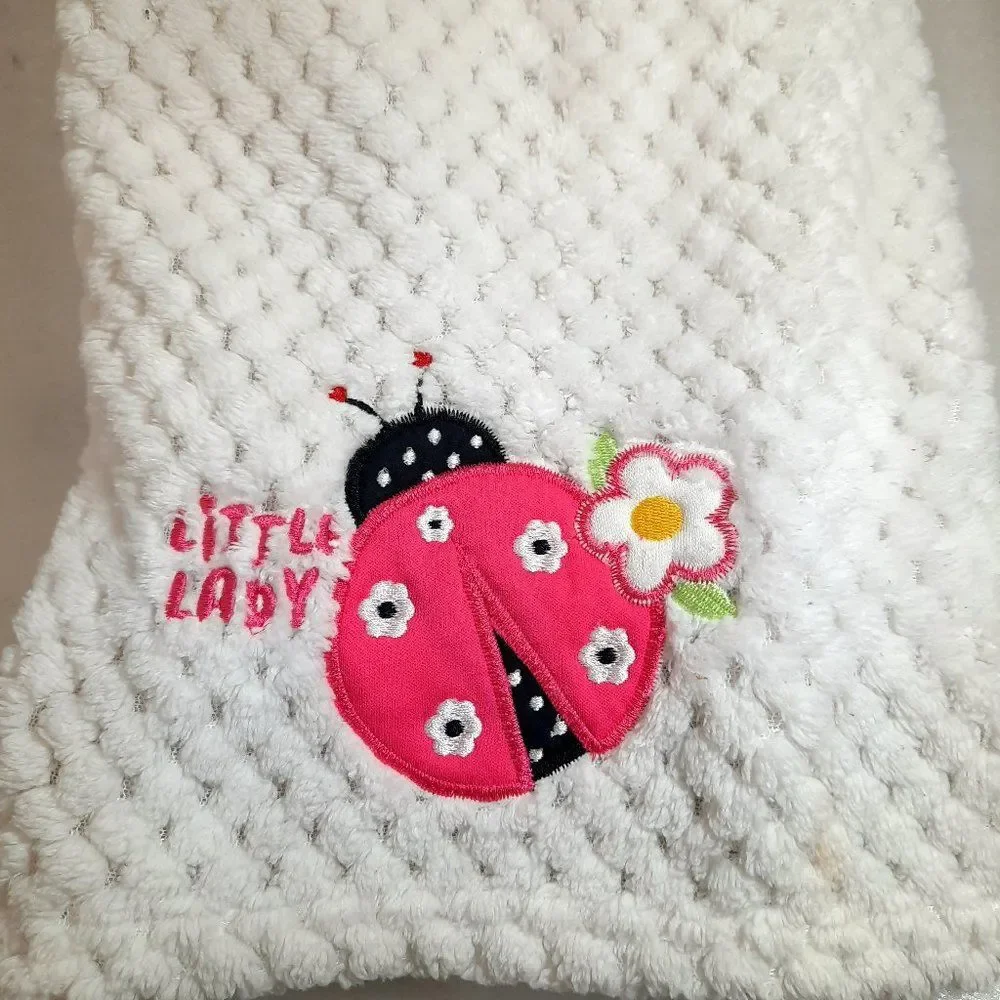 Zak & Zoey Little Lady baby Blanket Ladybug Flower‎ Pink lady bug waffle white
